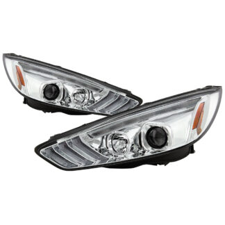 Ford Focus 15-18 Projector Headlights - Sequential Turn Signal Light Bar - Low Beam-H7(Included) ; High Beam-H1(Included) ; Signal-LED(Included) - Chrome