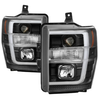 Ford F250/350/450 Super Duty 08-10 Version 2 Projector Headlights - Switch Back Light Bar - Low Beam-H7(Included) ; High Beam-H1(Included) ; Signal-2157NA(Not Included) - Black