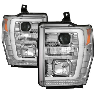 Ford F250/350/450 Super Duty 08-10 Version 2 Projector Headlights - Switch Back Light Bar - Low Beam-H7(Included) ; High Beam-H1(Included) ; Signal-2157NA(Not Included) - Chrome