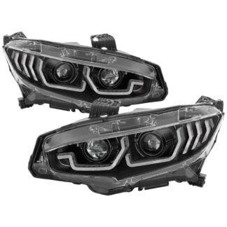 Honda Civic 16-20 2DR/4DR/Hatchback ( Will Not Fit Factory LED Headlight Equipped Vehicles ) W/ LED Sequential Turn Signal Lights ( LED Low Beam ) Headlight - Black - Low Beam: LED - High Beam: LED