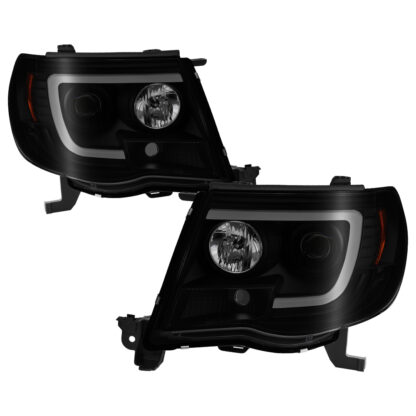 Toyota Tacoma 05-11 Version 2 Projector Headlights - Light Bar DRL - Low Beam-H1(Included) ; High Beam-H1(Included) ; Signal-4157NA(Not Included) - Black Smoke