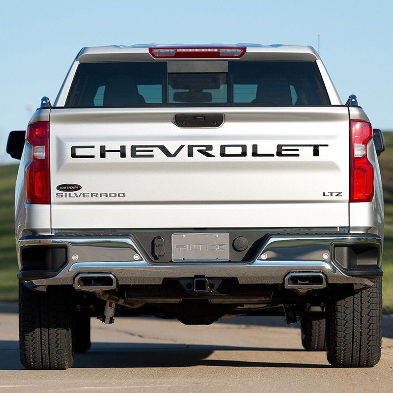 Black Chevrolet Tailgate Letters Stamped Silverado 1500 2019 2021
