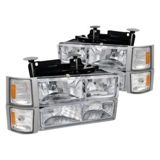 Chrome Clear Euro Headlights With Bumper And Corner Light | 94-98 Chevrolet C10