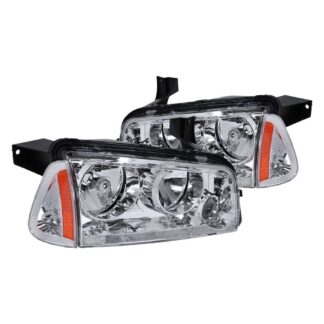 2 Piece Euro Headlights – Chrome | 05-10 Dodge Charger