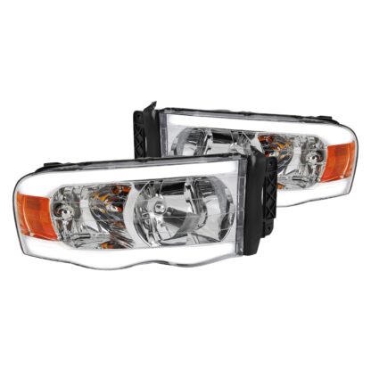 Led Bar Headlight With Chrome Housing Clear Lens And Amber Reflector | 02-05 Dodge Ram