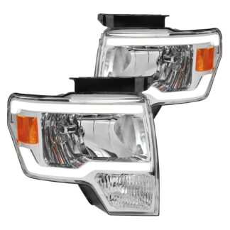 Led Bar Headlight With Chrome Housing Clear Lens And Amber Reflector | 09-14 Ford F150