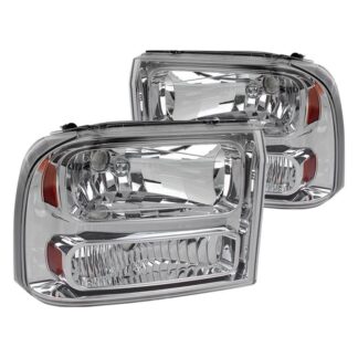 1 Piece Chrome Euro Headlights | 99-04 Ford F250