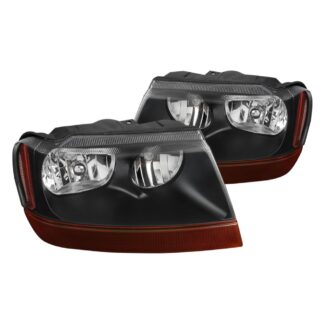 Headlights- Black | 99-04 Jeep Cherokee