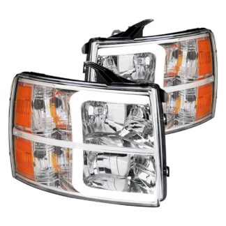 Led Bar Headlights With Chrome Housing And Clear Lens - Oe Style | 07-13 Chevrolet Silverado