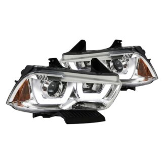 Projector Headlights Chrome Housing With Led | 11-14 Dodge Charger