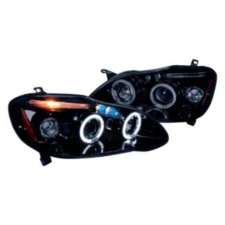 Halo Projector Headlight Gloss Black Housing Smoke Lens | 03-08 Toyota Corolla