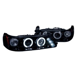 Halo Projector Headlight Gloss Black Housing Smoke Lens | 93-97 Toyota Corolla