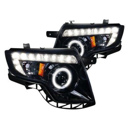 Smoked Lens Gloss Black Housing Projector Headlights | 07-10 Ford Edge