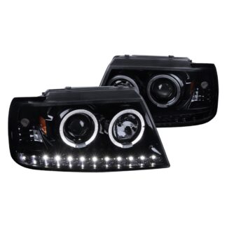 Projector Headlights Full Glossy Blackhousing With Light Smoke Lens | 02-05 Ford Explorer