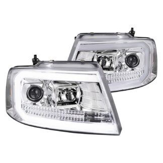 Projector Headlights With Led Bar Clear Lens And Chrome Housing | 04-08 Ford F150