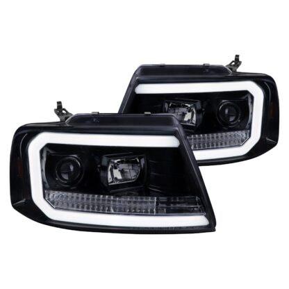 Projector Headlights With Led Bar Smoked Lens And Matte Black Housing | 04-08 Ford F150