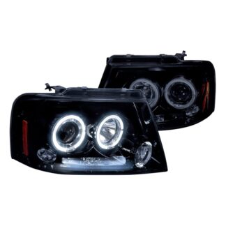 Halo Projector Headlight Gloss Black Housing Smoke Lens | 04-08 Ford F150