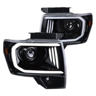 Projector Headlight – Glossy Black Housing – Clear Lens | 99-14 Ford F150