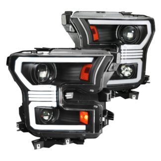 Led Projector Headlights With Sequential Turn Signal – Clear Lens With Matte Black Housing | 15-17 Ford F150