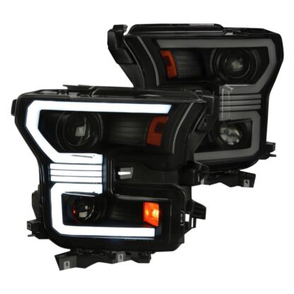 Led Projector Headlights With Sequential Turn Signal - Light Smoke Lens And Glossy Black Housing | 15-17 Ford F150