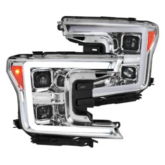 Led Projector Headlights With Sequential Turn Signal - Clear Lens With Chrome Housing | 18-UP Ford F150
