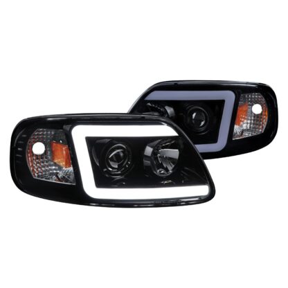 Projector Headlight - Matte Black Housing - Smoke Lens With Amber Reflectors | 97-03 Ford F150