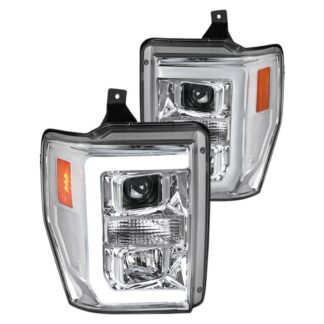 F350 F450 Projector Headlights- Chrome Housing With Clear Lens | 08-10 Ford F250