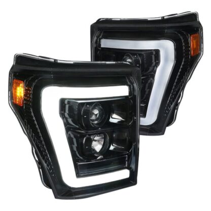 Projector Headlights- Glossy Black- Also Fit F350 F450 F550 Super Duty Model | 11-16 Ford F250