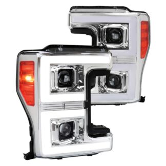 Led Projector Headlights  With Sequential Turn Signal - Clear Lens With Chrome Housing | 17-19 Ford F250