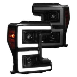 Led Projector Headlights  With Sequential Turn Signal - Smoked Lens With Glossy Black Housing | 17-19 Ford F250