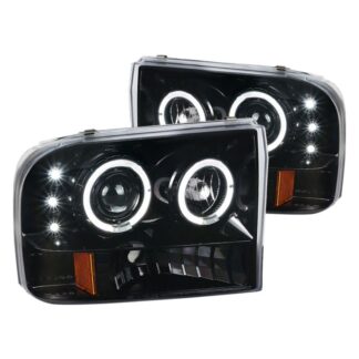 Projector Headlights-Glossy Black Housing Also Fit F350 F450 F550 | 99-04 Ford F250