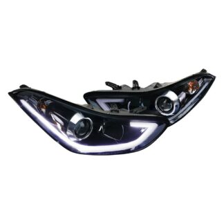 Projector Headlights Glossy Black Housing Smoke Lens | 11-13 Hyundai Elantra