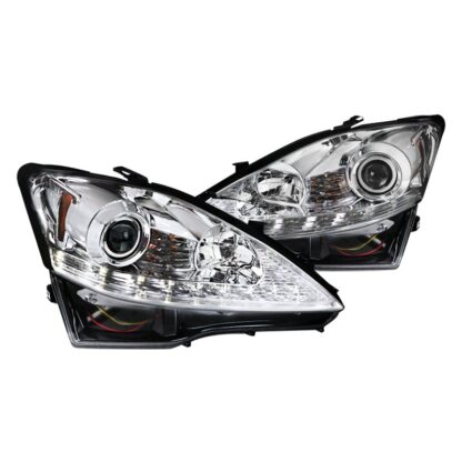 Projector Headlights- Led Chrome  Housing With Clear Lens | 06-09 Lexus Is250