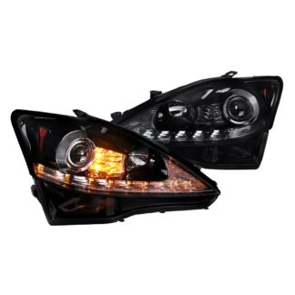 Projector Headlights- Led Glossy Black Housing With Light Smoke Lens | 06-09 Lexus Is250