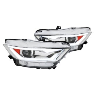 Led Bar Projector Headlights With Chrome Housing Clear Lens And Amber Reflector | 15-17 Ford Mustang