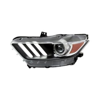 Left Side Projector Headlight With Matte Black Housing And Clear Lens | 15-17 Ford Mustang