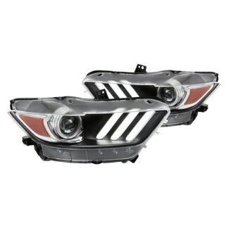 Projector Headlights With Matte Black Housing And Clear Lens | 15-17 Ford Mustang