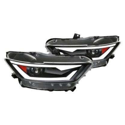 Led Bar Projector Headlights With Matte Black Housing Clear Lens And Amber Reflector | 15-17 Ford Mustang