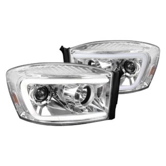 Led Bar Projector Head Lights With Clear Lens And Chrome Housing | 06-08 Dodge Ram