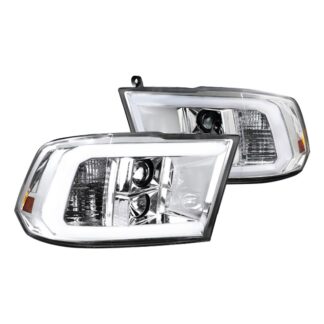 Light Bar Style Projector Headlights-Chrome Housing With Clear Lens | 09-18 Dodge Ram