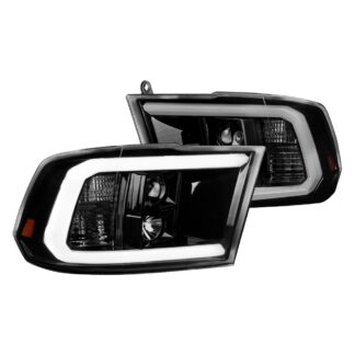 Light Bar Style Projector Headlights-Glossy Black Housing With Smoke Lens | 09-18 Dodge Ram