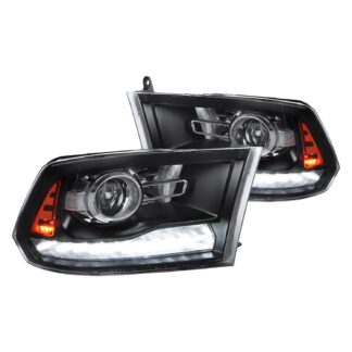 1500 2500 3500 Projector Headlights With Black Housing Clear Lens And Sequential Turn Signal | 09-18 Dodge Ram
