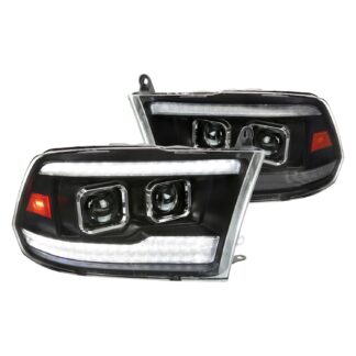 Projector Headlights With Black Housing And Clear Lens And Amber Reflectors | 09-18 Dodge Ram