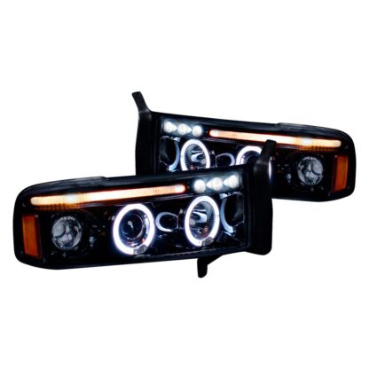 Halo Led Projector Gloss Black Housing With Smoked Lens | 94-01 Dodge Ram
