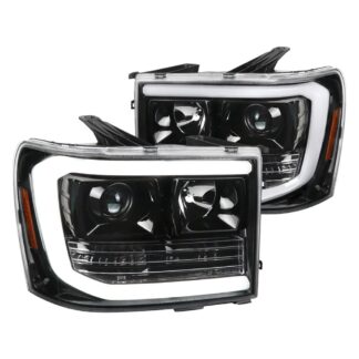 Projector Headlights - Glossy Black With Clear Lens | 07-13 Gmc Sierra