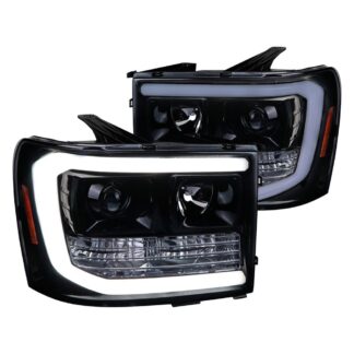 Projector Headlights - Glossy Black With Light Smoked Lens | 07-13 Gmc Sierra