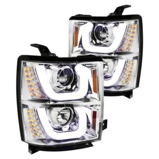 Chrome Projector Headlights With Led | 14-16 Chevrolet Silverado