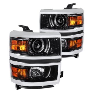 Projector Headlights - Glossy Black Housing With Clear Lens | 14-15 Chevrolet Silverado