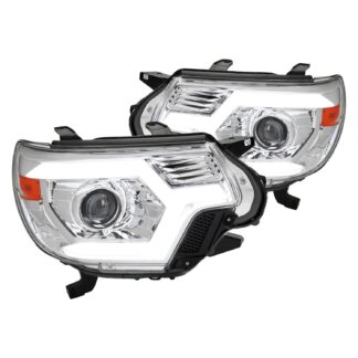 Projector Headlights With Chrome Housing Clear Lens And Amber Reflector And Sequential Turn Signal | 12-15 Toyota Tacoma