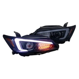 Projector Headlights With Led Light Bar - Glossy Black | 11-13 Scion Tc
